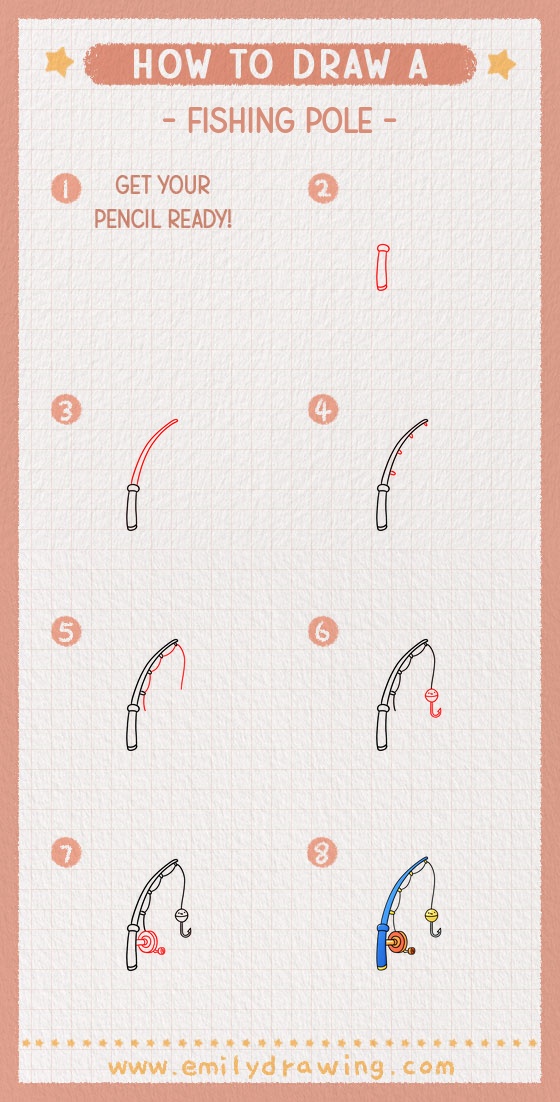 how to draw a fishing pole pinterest pin